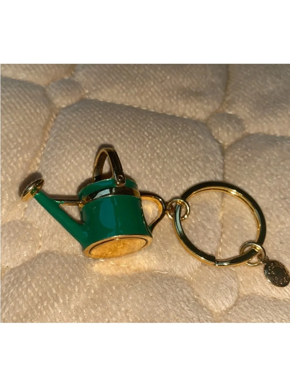 J. Crew RARE Flower Watering Can Keychain Green Gold Color‎